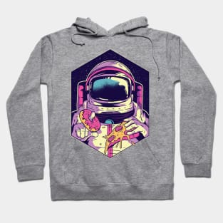 Astronaut Eating Donuts and Pizza in Space Artwork Hoodie